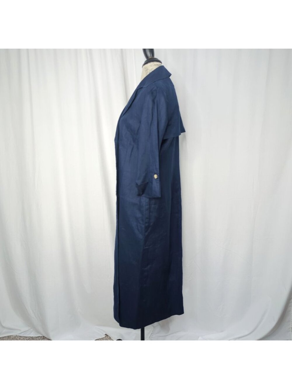 Vintage 90s Talbots Double Breasted Dress 8 Medium Blue Linen - Picture 5 of 10